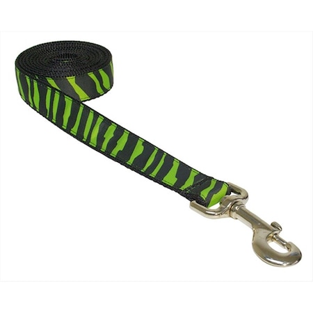 FlyFree Zebra-Green-BLK.4-L 6 ft. Zebra Dog Leash44; Green & Black - Large